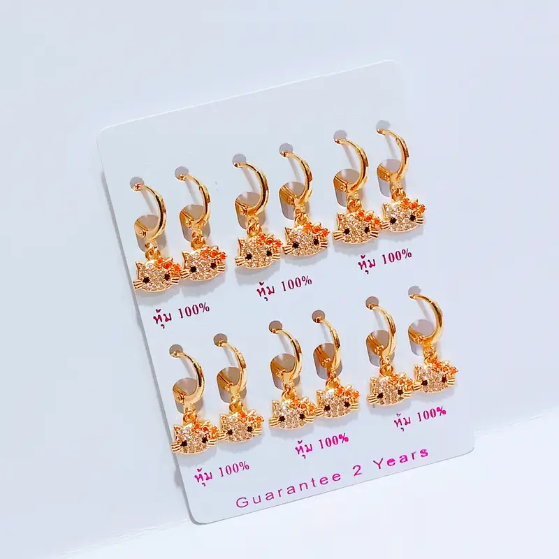 Grosir Anting Anak Motif Cat Permata Juntai Gold Lapis Emas Anti Karat - Image 4