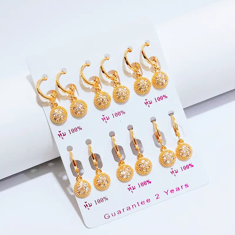 Grosir Anting Juntai Simpel Permata Lapis Emas Model Kasual - Image 5