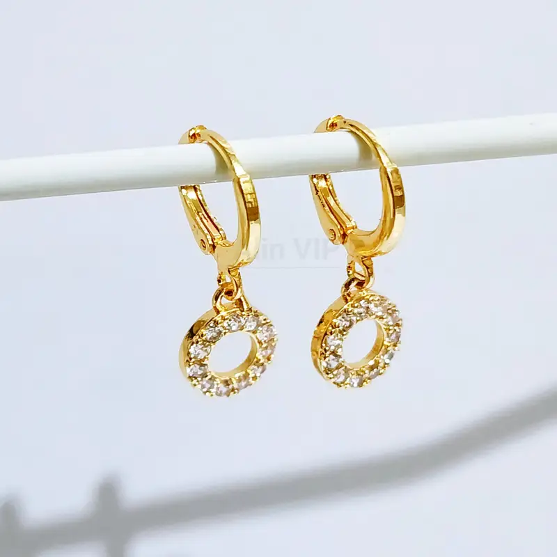 Grosir Anting Juntai Oval Elegan Permata Zircon Lapis Emas - Gambar 5