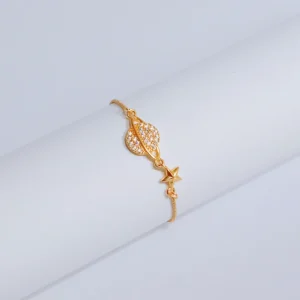 Gelang Serut Permata Wanita Dewasa Anti Karat - Gelang Tangan Lapis Emas