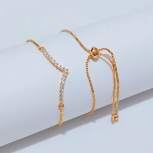 Gelang Serut Permata Lapis Emas 18K - Gelang Wanita Fleksibel Anti Karat