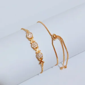 Gelang Serut Rantai Italy Permata Gold - Perhiasan Tangan Wanita Anti Karat