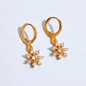 Anting Wanita Juntai Permata Gold Anti Karat - Cantik Pesta