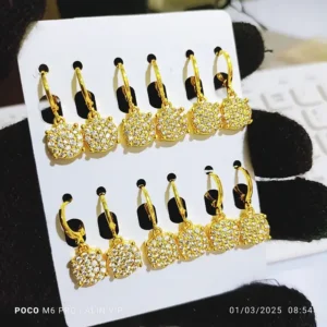 Anting Wanita Juntai Permata Gold Anti Karat - Gaya Kekinian