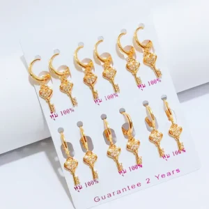Anting Wanita Juntai Permata Gold Anti Karat - Elegan Harian