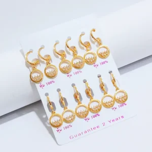 Anting Wanita Juntai Permata Gold Anti Karat - Cantik Pesta