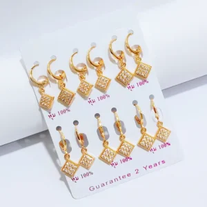 Anting Wanita Juntai Permata Gold Anti Karat - Minimalis Kerja