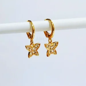 Anting Wanita Juntai Permata Gold Anti Karat - Gaya Kekinian
