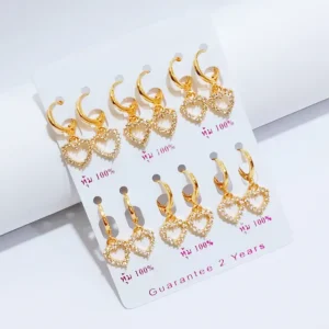 Anting Wanita Juntai Permata Gold Anti Karat - Cantik Pesta