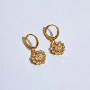 Anting Wanita Juntai Permata Gold Anti Karat - Minimalis Kerja