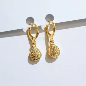 Anting Wanita Juntai Love Gold Anti Karat - Cantik Pesta