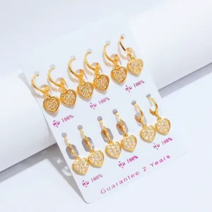 Anting Wanita Juntai Permata Gold Anti Karat - Kado Spesial