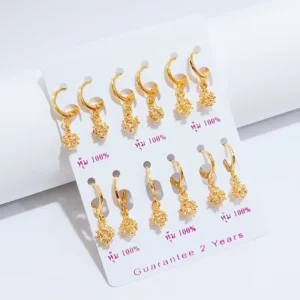 Anting Wanita Juntai Bulat Gold Anti Karat - Gaya Kekinian