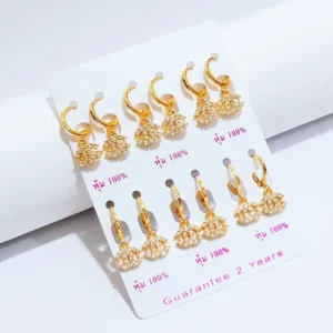 Anting Wanita Juntai Batu Zircon Gold - Kasual Harian Alin VIP ATW019