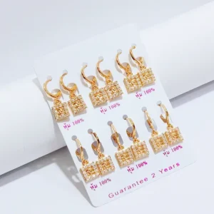 Anting Wanita Juntai Permata Gold Anti Karat - Minimalis Kerja