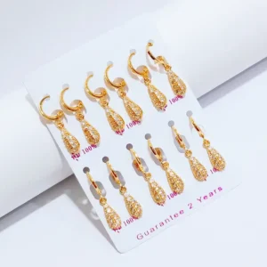 Anting Wanita Klip Permata Gold Anti Karat - Kado Spesial
