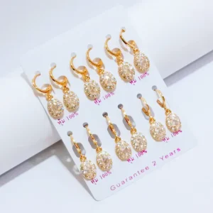 Anting Wanita Juntai Love Gold Anti Karat - Gaya Kekinian