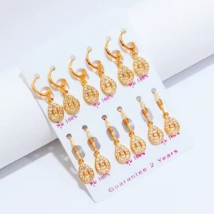 Anting Wanita Juntai Oval Gold Anti Karat - Elegan Harian
