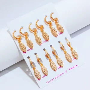 Anting Wanita Klip Permata Gold Anti Karat - Minimalis Kerja