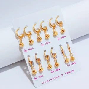 Anting Wanita Juntai Bulat Gold Anti Karat - Elegan Harian