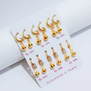 Anting Wanita Juntai Bulat Gold Anti Karat - Cantik Pesta