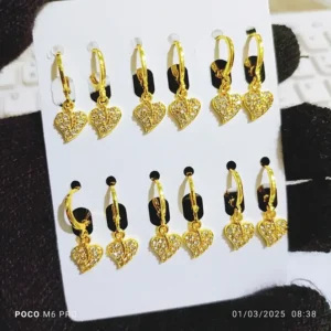 Anting Wanita Juntai Klip Gold Anti Karat - Cantik Pesta