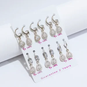 Anting Wanita Juntai Permata Silver Anti Karat - Elegan Harian