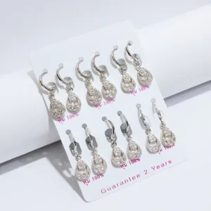 Anting Wanita Juntai Oval Silver Anti Karat - Gaya Kekinian