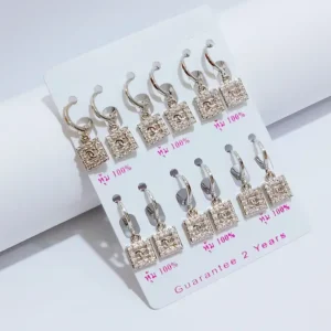 Anting Wanita Juntai Permata Silver Anti Karat - Minimalis Kerja