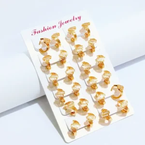 Anting Wanita Klip Permata Gold Anti Karat - Elegan Harian