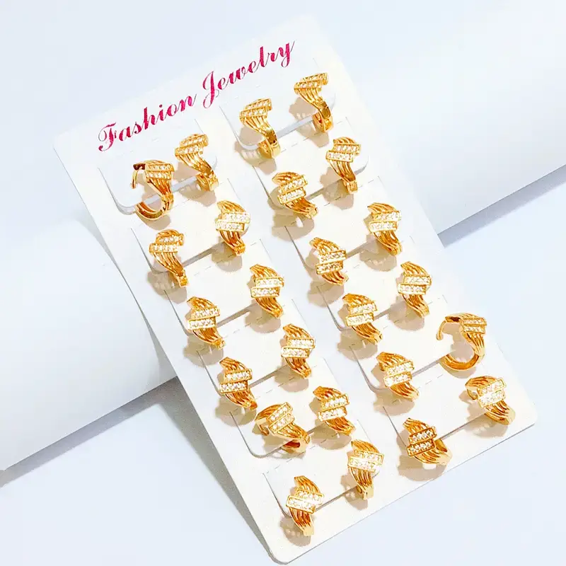 Anting Wanita Klip Permata Gold Anti Karat - Elegan Harian - Gambar 3