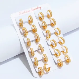 Anting Wanita Klip Permata Gold Anti Karat - Kado Spesial