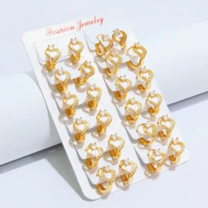 Anting Wanita Klip Permata Gold Anti Karat - Minimalis Kerja