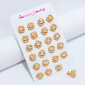 Anting Wanita Tusuk Permata Gold Anti Karat - Elegan Harian