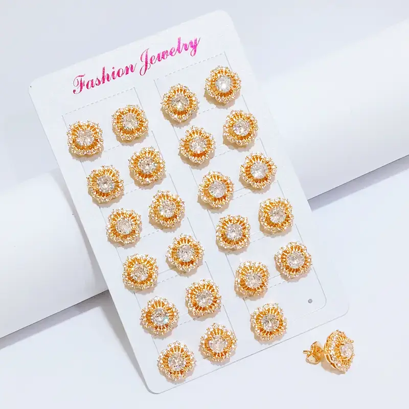 Anting Wanita Tusuk Permata Gold Anti Karat - Elegan Harian - Gambar 2