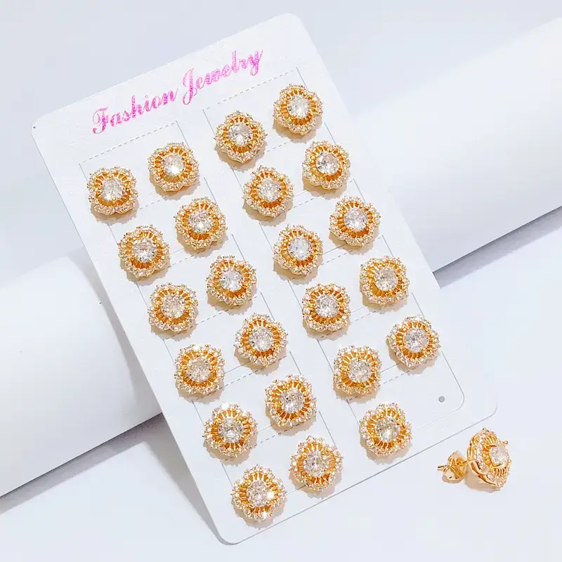Anting Wanita Tusuk Permata Gold Anti Karat - Elegan Harian - Gambar 3