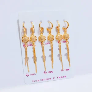 Anting Wanita Juntai Permata Gold Anti Karat - Minimalis Kerja