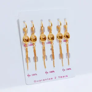 Anting Wanita Oval Permata Gold Anti Karat - Minimalis Kerja