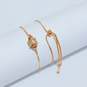 Gelang Serut Permata Zircon Gold Anti Karat - Fleksibel Nyaman