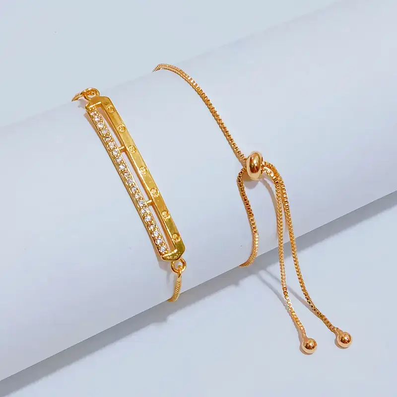 Gelang Serut Permata Gold Anti Karat - Gaya Kekinian - Gambar 2