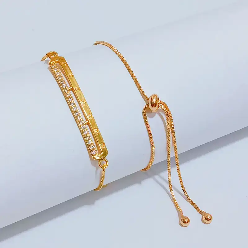 Gelang Serut Permata Gold Anti Karat - Gaya Kekinian - Gambar 3