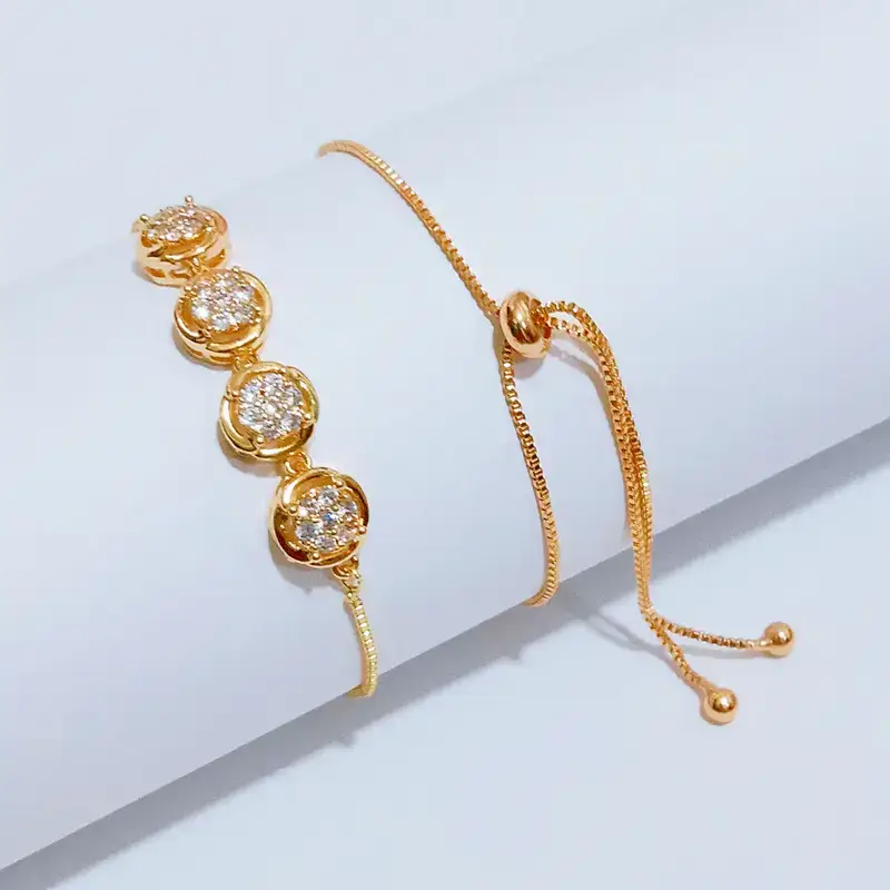 Gelang Serut Permata Gold Anti Karat - Gaya Kekinian - Gambar 3