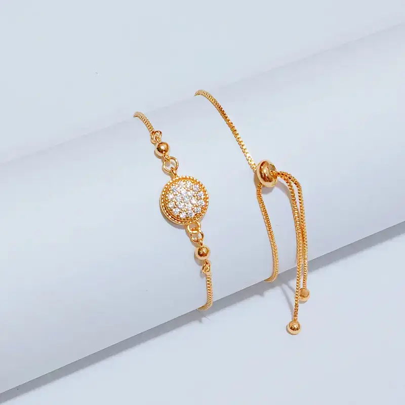 Gelang Serut Permata Gold Anti Karat - Gaya Kekinian - Gambar 2
