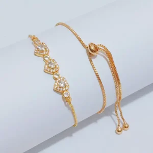 Gelang Serut Love Permata Gold Anti Karat - Hadiah Ulang Tahun