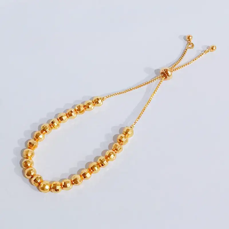 Gelang Serut Bulat Gold Anti Karat - Fleksibel Nyaman - Gambar 2