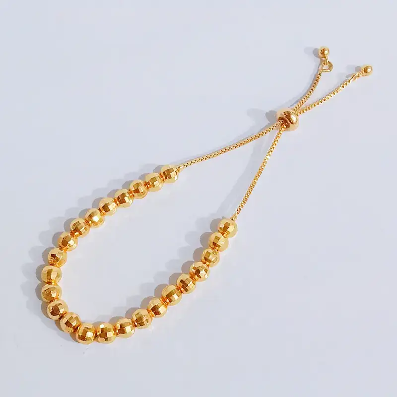 Gelang Serut Bulat Gold Anti Karat - Fleksibel Nyaman - Gambar 3