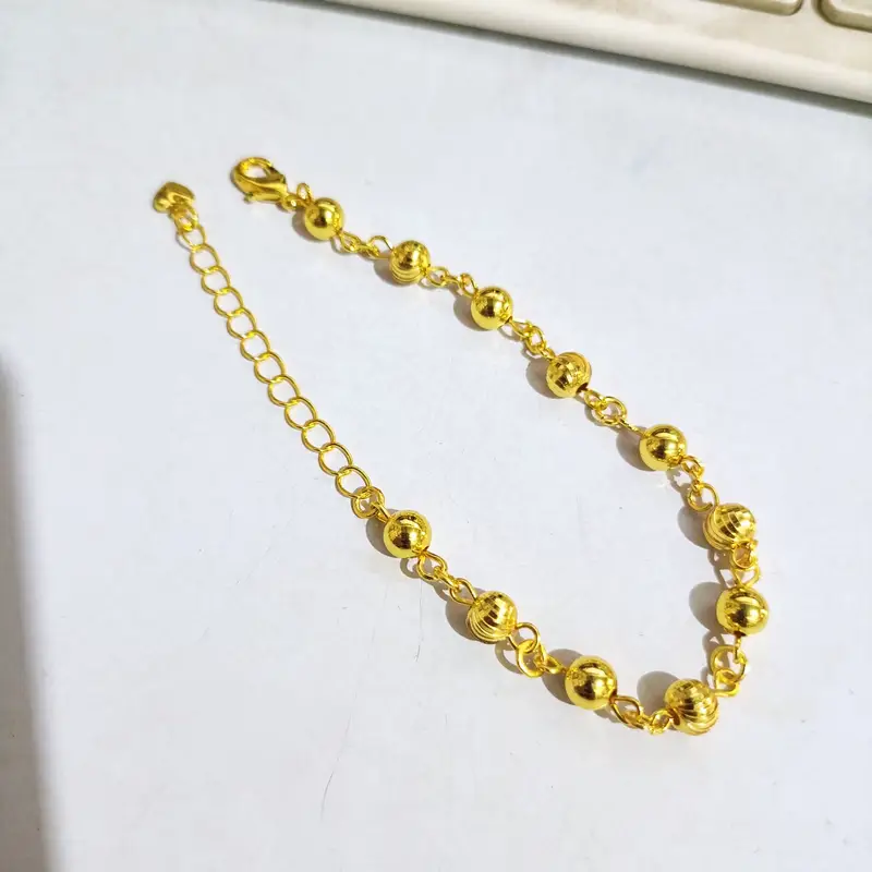 Gelang Tangan Rantai Gold Bulat Ukir - Motif Terbaru Anti Karat - Gambar 2