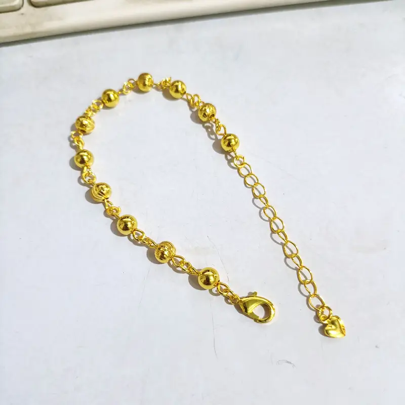 Gelang Tangan Rantai Gold Bulat Ukir - Motif Terbaru Anti Karat - Gambar 5