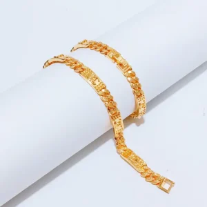 Gelang Tangan Rantai Plat Gold - Gelang Tangan Kasual Anti Karat