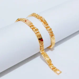 Gelang Tangan Rantai Plat - Gelang Dewasa Lapis Emas Gold